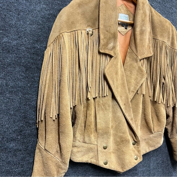 Vintage Real Life Suede Leather Fringe Jacket Women’s Size Small - Picture 6 of 16